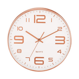 Relógio De Parede Branco E Rose Gold Números Principais Maiores - 35,5 cm - Ela Decora
