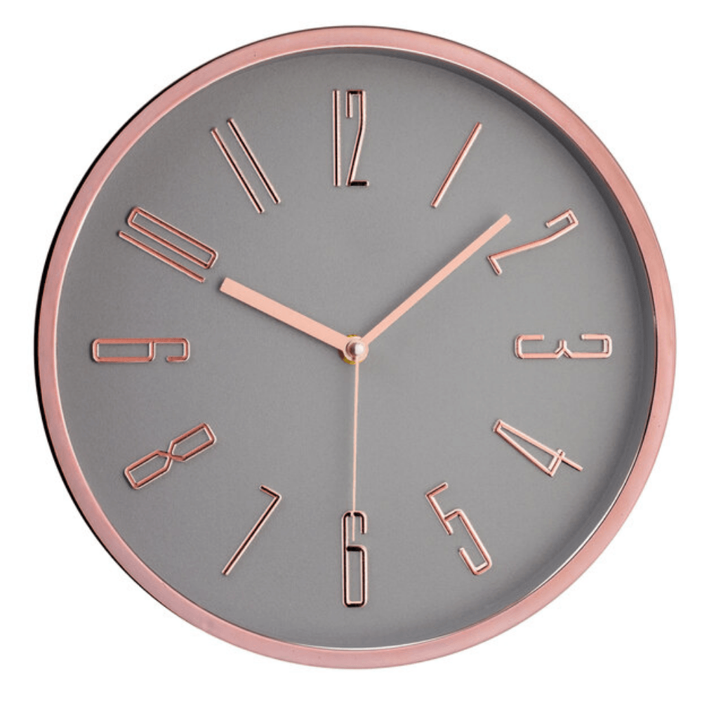 Relogio De Parede Cinza E Rose Gold 30 x 4 cm - Ela Decora