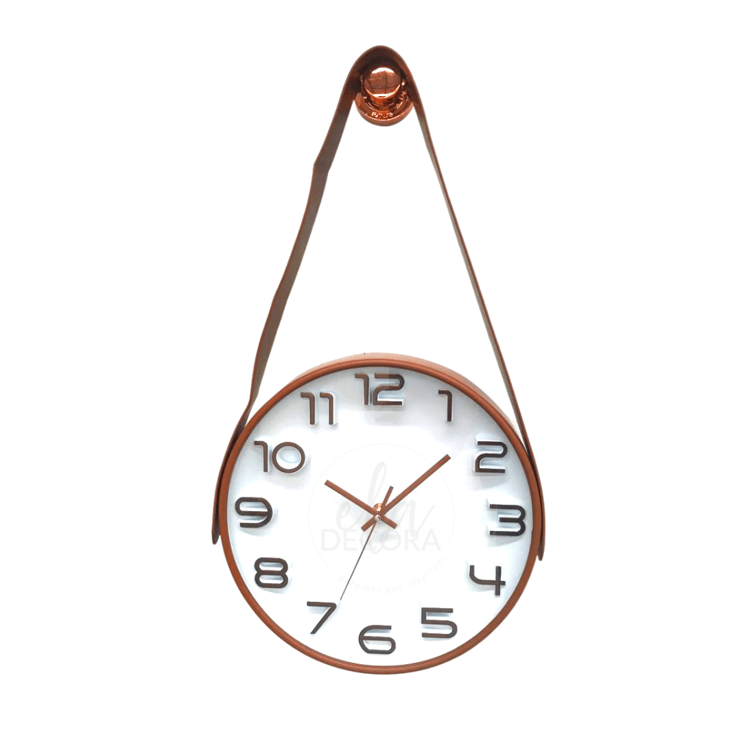 Relógio de Parede com Alça Bronze e Caramelo - Ela Decora
