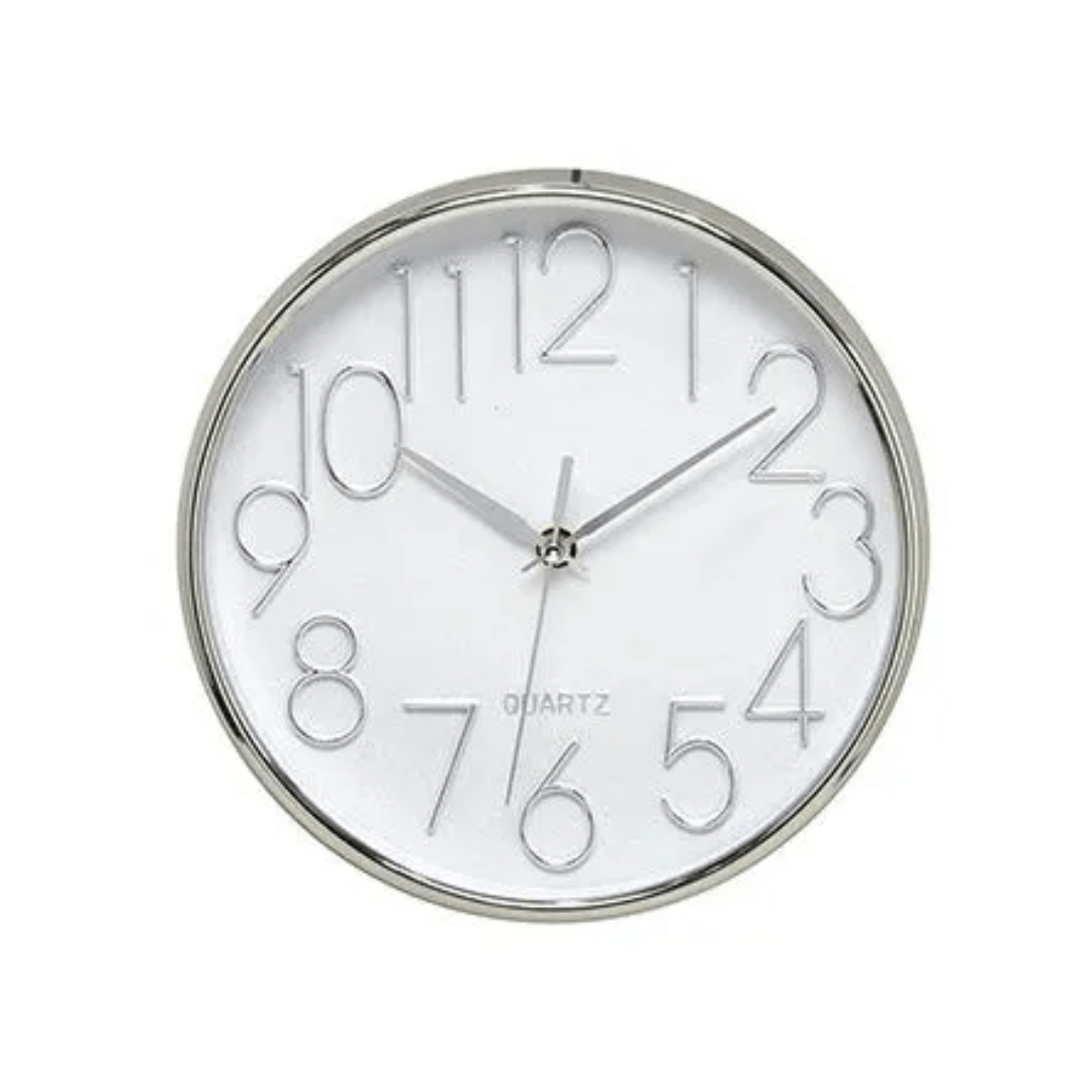 Relógio de Parede Cromado 25cm - Ela Decora