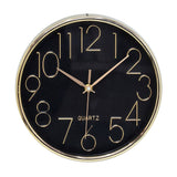 Relógio de Parede Preto e Dourado 25cm - Ela Decora