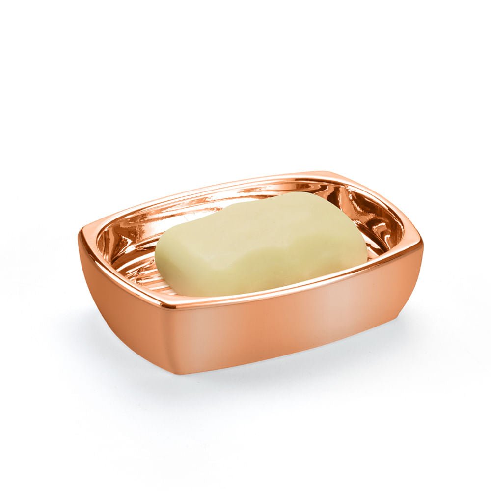 Saboneteira Bancada Rose Gold Linha Conceito - 12,8cm - Ela Decora