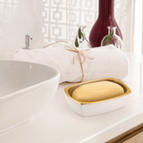 Saboneteira Branco Com Dourado Fosco - Ela Decora