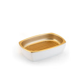 Saboneteira Branco Com Dourado Fosco - Ela Decora