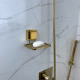 Saboneteira com Ventosa Aço Dourado 12cm - Ela Decora