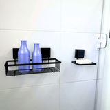 Saboneteira de Parede com Ventosa 12 cm Preto Fosco Fácil Instalação - Ela Decora