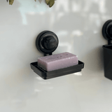 Saboneteira em Plástico com Ventosa Preto - Ela Decora