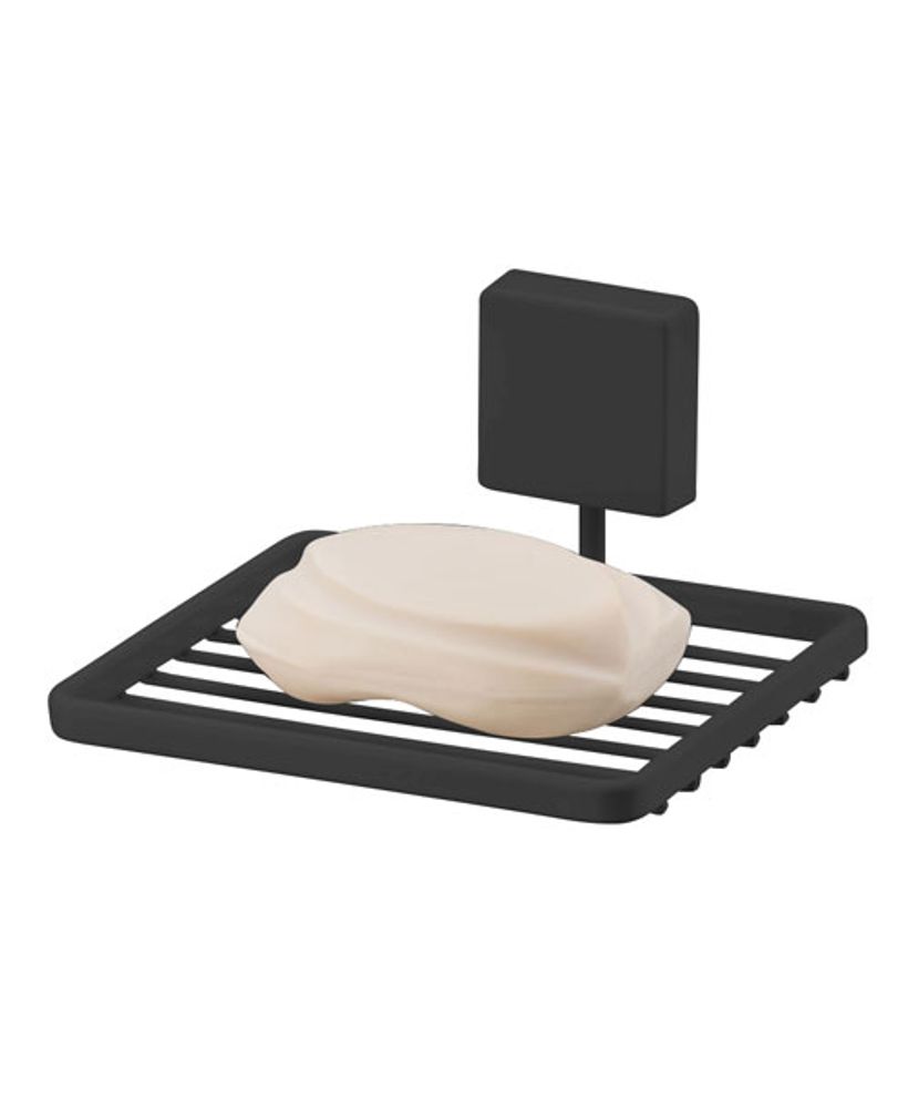 Saboneteira Fixação Parafuso 12cm x 10,5 cm x 6 cm Preto Fosco - Ela Decora