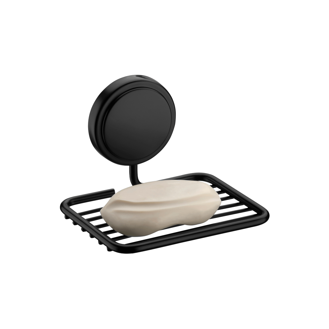 Saboneteira Fixação por Adesivo Preto Fosco 12,5cm - Ela Decora