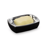 Saboneteira Preta E Cromada Com Base Removível - 12,8 cm - Ela Decora