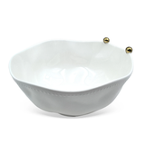 Saladeira Branca com Esferas em Porcelana Dourada 24,5CM