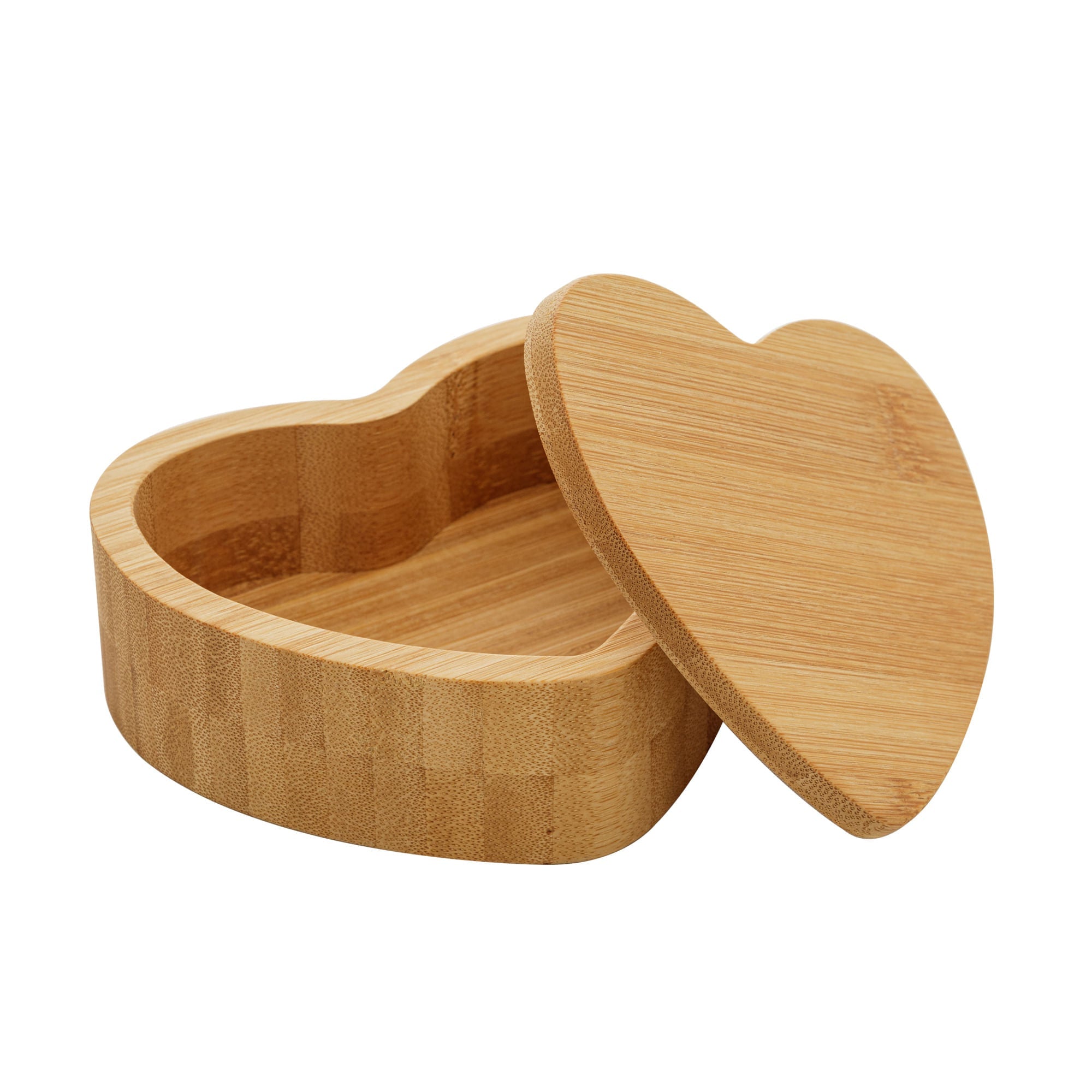 Saleiro Coração com Tampa em Bambu 12cm - Ela Decora