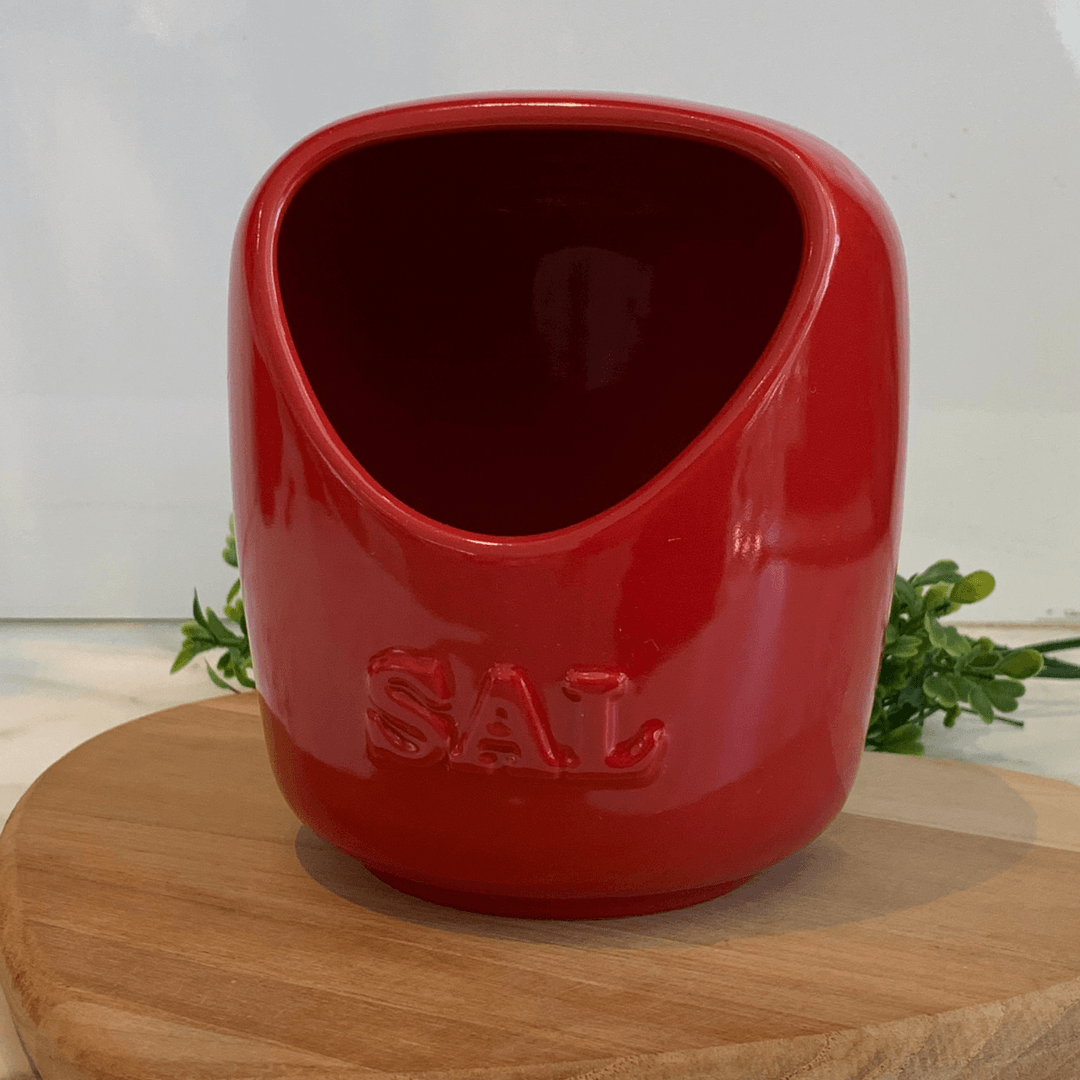 Saleiro em Cerâmica Vermelho - Ela Decora