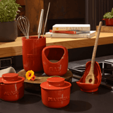 Saleiro em Cerâmica Vermelho - Ela Decora