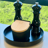 Saleiro Lume Preto com Tampa de Bambu Preto 500g