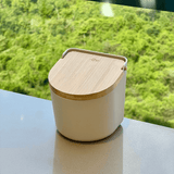 Saleiro Lume Bege com Tampa de Bambu Bege 500g