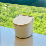 Saleiro Lume Bege com Tampa de Bambu Bege 500g