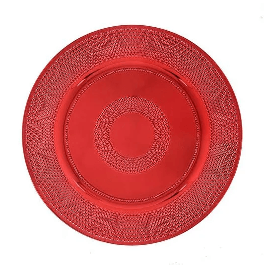 Sousplat com Textura Vermelho 32,50cm - Ela Decora