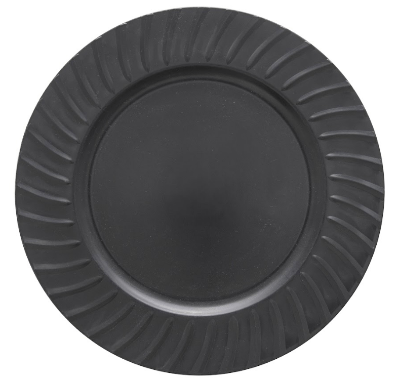 Sousplat Dórico Carvão Preto Fosco 33cm - Ela Decora