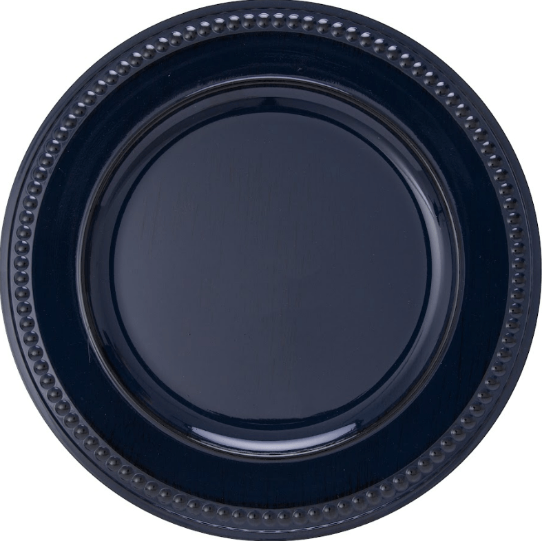 Sousplat Galles Dots Azul Marinho Antique 33cm - Ela Decora