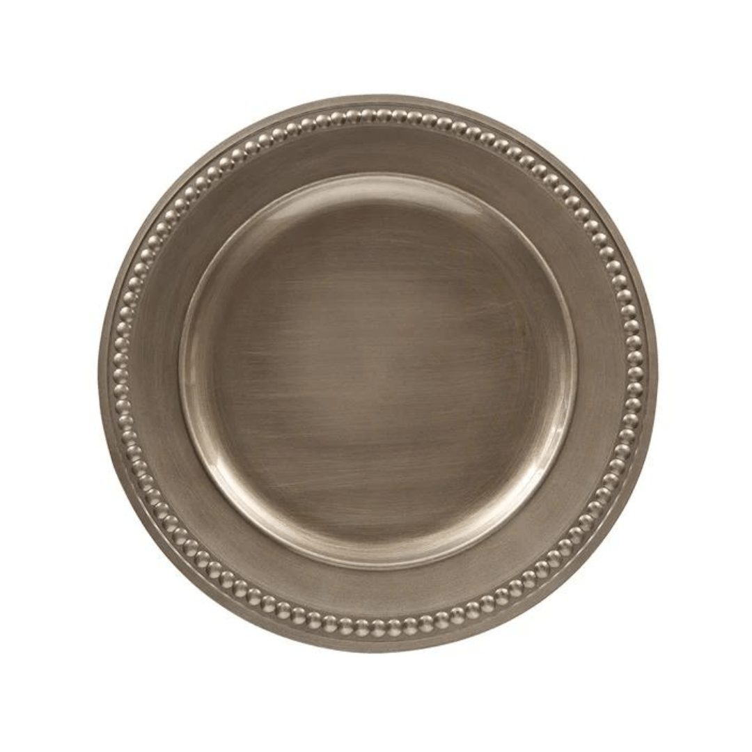 Sousplat Galles Dots Champagne Antique 33cm - Ela Decora