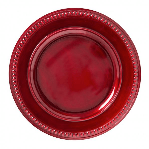 Sousplat Galles Dots Rouge Antique Vermelho 33cm - Ela Decora