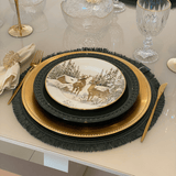 Sousplat Liso com Bolinhas Dourado 32,50cm - Ela Decora