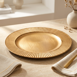 Sousplat Redondo Galles Radial Dourado 33cm - Ela Decora