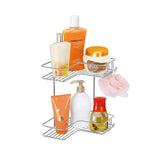 Suporte Cantoneira Dupla Porta Shampoo Condicionador Fixação Parafuso Aço Cromado - Ela Decora