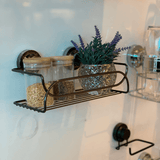 Suporte Cesto Multiuso Fixação por Ventosa Ônix - Ela Decora