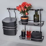 Suporte Cesto Retangular Duplo Para Barra Ônix - Ela Decora