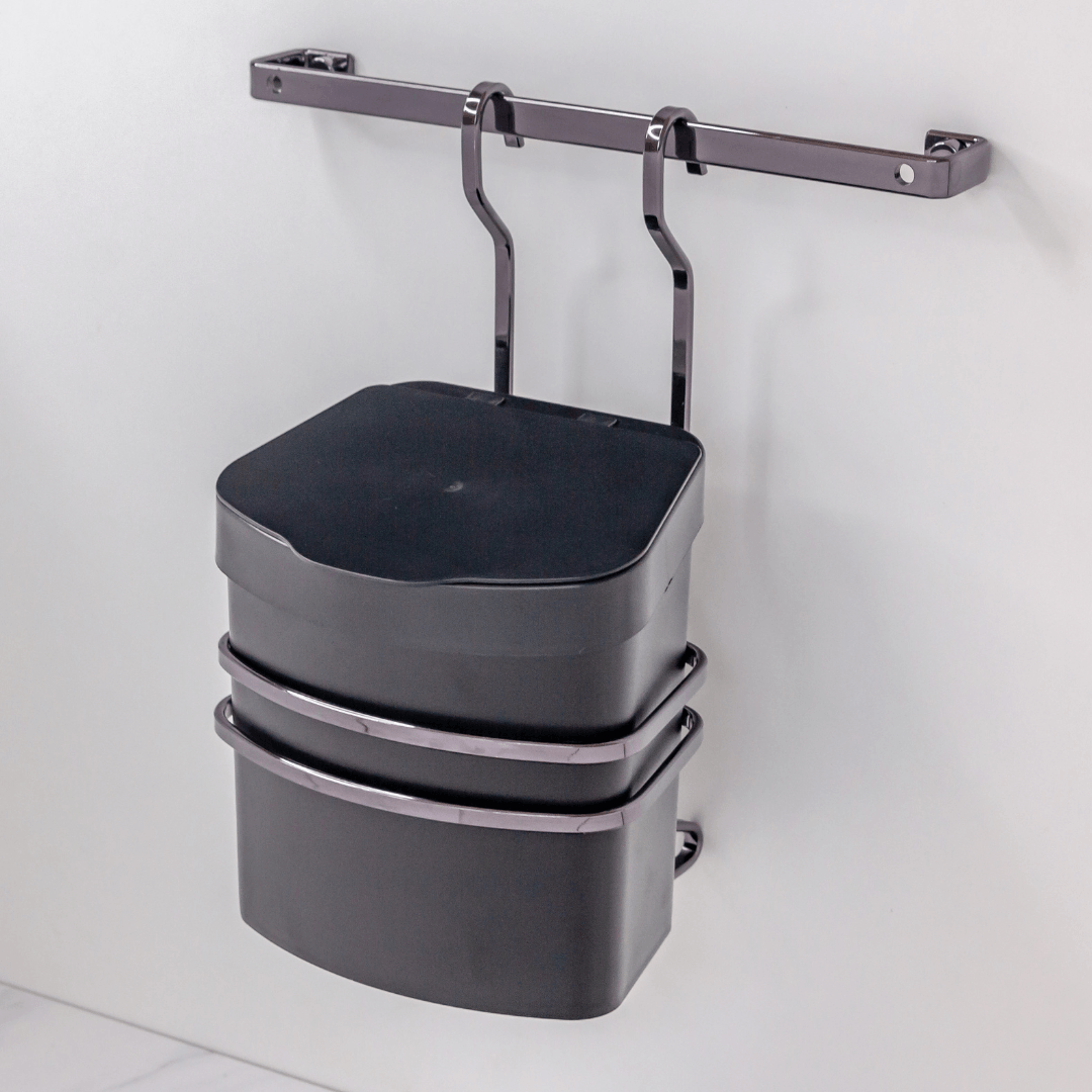 Suporte com Lixeira 2,5 Litros - Ônix e Preto - Ela Decora