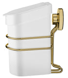 Suporte Com Lixeira De Fixacao Ventosa Branco com Dourado 2,5 Litros - Ela Decora