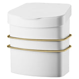Suporte Com Lixeira De Fixacao Ventosa Branco com Dourado 2,5 Litros - Ela Decora