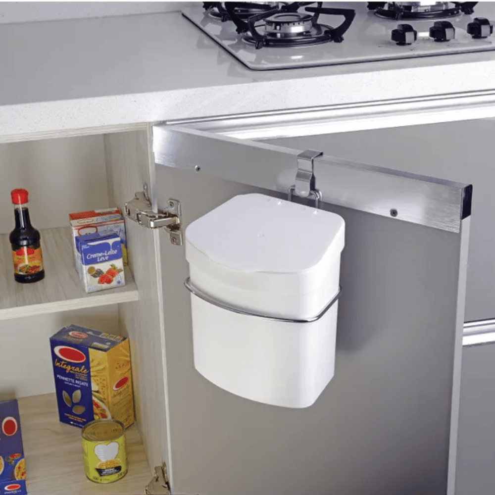 Suporte com Lixeira Plástica 2,5L para Porta de Armário - Ela Decora