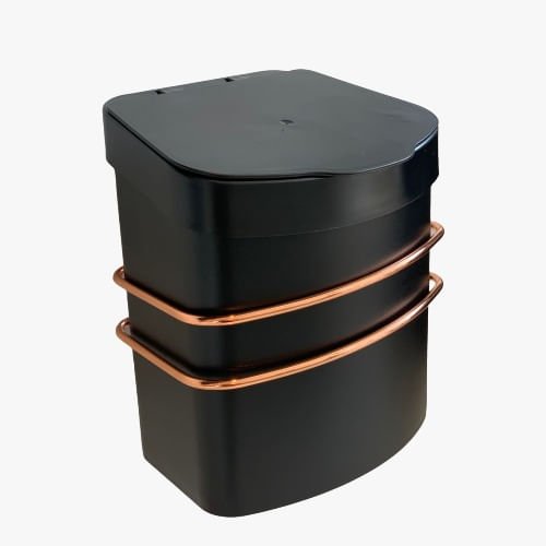 Suporte Com Lixeira Ventosa Preta e Rose Gold 2,5 Litros - Ela Decora