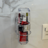 Suporte com Porta Escova e Creme Dental com Ventosa Cromado - Ela Decora