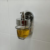 Suporte com Porta Sabonete Liquido Ventosa Cromado - 400 Ml - Ela Decora
