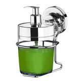 Suporte com Porta Sabonete Liquido Ventosa Cromado - 400 Ml - Ela Decora