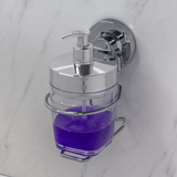 Suporte com Porta Sabonete Liquido Ventosa Cromado - 400 Ml - Ela Decora