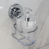 Suporte com Porta Sabonete Liquido Ventosa Cromado - 400 Ml - Ela Decora