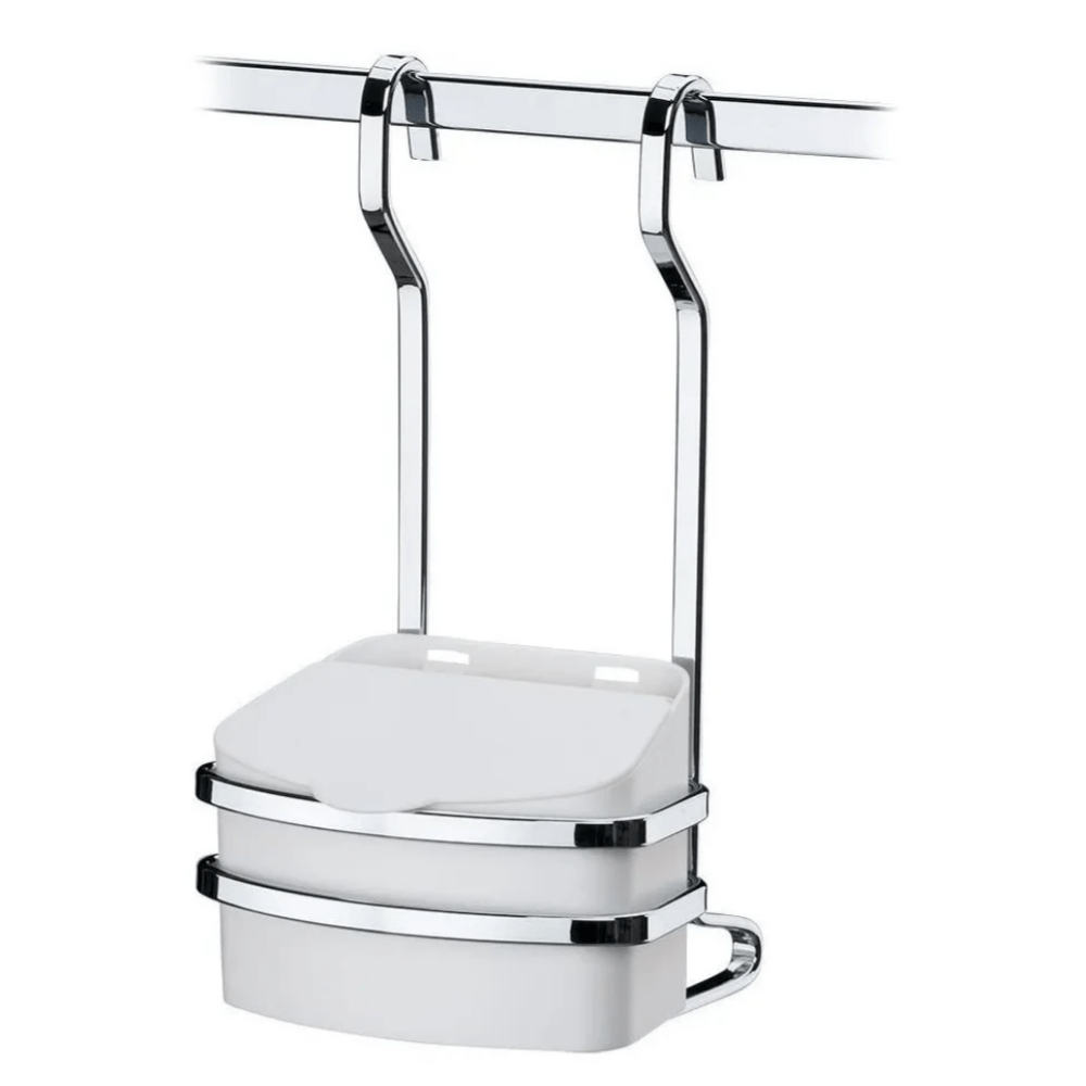 Suporte Cromado com Saleiro Branco 500g Para Barra - Ela Decora