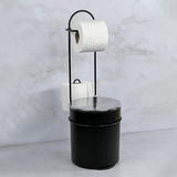 Suporte de Papel Higiênico e Lixeira 5 Litros Preto Fosco - Ela Decora