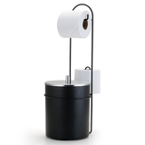 Suporte de Papel Higiênico e Lixeira 5 Litros Preto Fosco - Ela Decora
