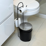Suporte de Papel Higiênico e Lixeira 5 Litros Preto Fosco - Ela Decora