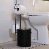 Suporte de Papel Higiênico e Lixeira 5 Litros Preto Fosco - Ela Decora