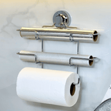 Suporte de Rolos Triplo para Papel Toalha/Alumínio/PVC com Ventosa Cromado - Ela Decora