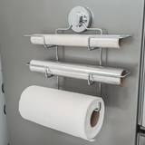 Suporte de Rolos Triplo para Papel Toalha/Alumínio/PVC com Ventosa Cromado - Ela Decora