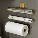 Suporte de Rolos Triplo para Papel Toalha/Alumínio/PVC com Ventosa Dourado - Ela Decora