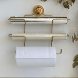 Suporte de Rolos Triplo para Papel Toalha/Alumínio/PVC com Ventosa Dourado - Ela Decora